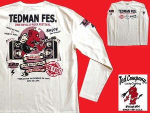 テッドマン／TEDMAN／XXLサイズ／長袖Ｔシャツ／TDLS-363／ホワイト／エフ商会／新品／送料無料／アメカジ／バイカー／ロック／フェス