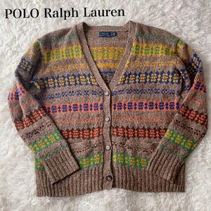 美品 POLO RALPH LAUREN ポロラルフローレン ネイティブ柄 ニット カーディガン M 現行タグ