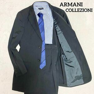 A35 ARMANI COLLEZIONI　アルマーニコレツォーニ　スーツセット　ブラック　黒　ストライプ柄　44表記（S相当）