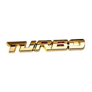 エンブレム 車 ステッカー TURBO ターボ パーツ カー用品 3D アクセサリー ロゴ マーク バックドア 外装 Eタイプ 色ゴールド 送料無料