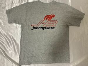 【送料無料 値下げ交渉歓迎】ジョニーブレイズ ビッグロゴ 刺繍 半袖Tシャツ Mサイズ グレー JohnnyBlaze 古着 アメリカ USA アメカジ