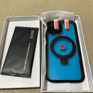 609t1208☆ OURJOY iPhone 15 用 ケース 【両面保護+MagSafe対応+ロック式+多機能一体スタンド