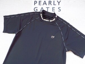 ★美品★マスターバニー by PEARLY GATES / MBE ネックロゴ ストレッチ裏ハニカム モックネックシャツ / サイズ５