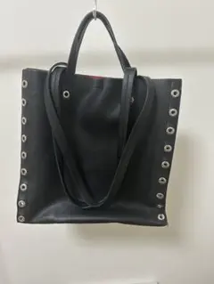 【美品】Zara 黒レザー ショルダーバッグ 2way スタッズ