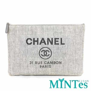 Chanel シャネル ドーヴィル クラッチバッグ グレー ストロー バッグ セカンドバッグ ユニセックス デイリー レディース メンズ ケース
