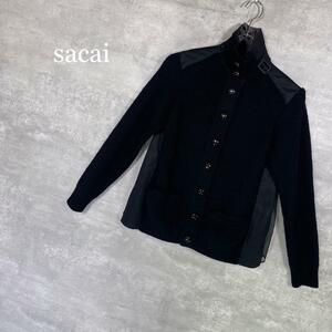 『sacai』サカイ (1) 異素材切替 バックプリーツニットジャケット