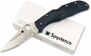 アウトドアナイフ 日本製 C243FPSBKBL スパイダルコ エンデラ ブラック ブルーライン 半波刃 Spyderco サバイバルナイフ