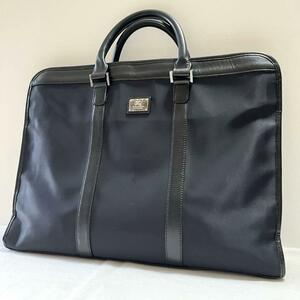 【美品 A4収容可】1円 BURBERRY BLACK LABEL バーバリーブラックレーベル ノバチェック ビジネスバッグ ブリーフケース レザー 黒