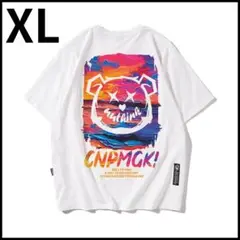 【在庫処分】Tシャツ　メンズ　ホワイト　クマ　XL　ユニセックス　半袖　海外　白