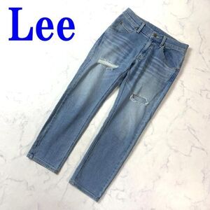 Lee リー ダメージ加工ストレッチデニムパンツ ウオッシュブルーカジュアル コットン 28 C140