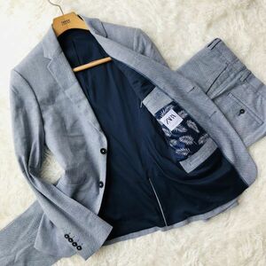 ザラ『さわやかな装い』ZARA　スーツ　セットアップ　テーラードジャケット　ブルー　EUR46/38　サイドベンツ　ブレザー　メンズ　118