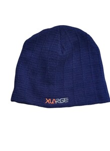 レア USA製 XLARGE ニット キャップ ダークブルー フリーサイズ