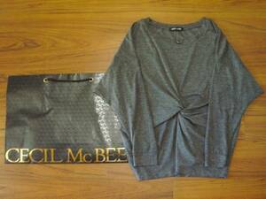 ★新品CECIL McBEE セシルマクビー★ドルマン七分袖カットソー チャコール グレー