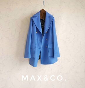 超高級 新品同様 希少 Maxmara 一級品モダンチェスターコート max&co. 大人気おしゃれブルー系カラー マックスアンドコー マックスマーラ