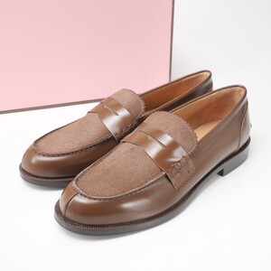 MG8099*《未使用/定価 39,600円》GALERIE VIE ギャルリーヴィー*23AW*Size 38*コンビローファー*レザー×ポニー*スリッポン*靴*ブラウン