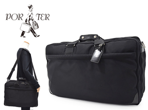 完売！定価40,150円 ポーター 日本製【PORTER】TRUNK 2WAY GARMENT BOSTON BAG 牛革使用 ナイロンツイル ガーメントバッグ 黒