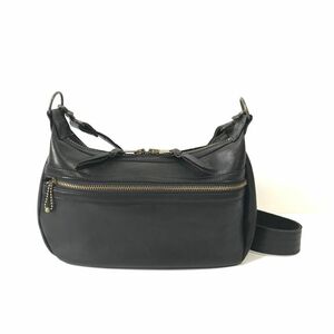 【美品】CUSHMAN クッシュマン LEATHER SHOULDER BAG MEDIUM カウハイド レザー ショルダーバッグ 黒/斜め掛け ボディバッグ バッグ かばん