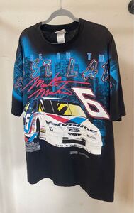 2XL オーバープリント　USA製　 ビンテージ　 古着　レーシングtシャツ　logo athletic valvoline racing フェード　