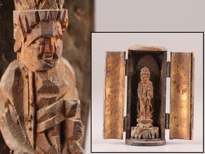 仏教美術 時代木彫 仏像 豆仏 厨子 時代物 極上品 初だし品 C9053