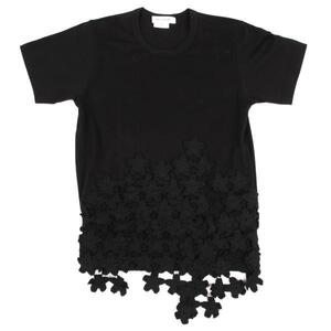 コムデギャルソンCOMME des GARCONS ビッグレース装飾Tシャツ 黒S