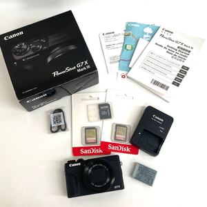 SH★ 1円スタート Canon キャノン PowerShot G7X Mark Ⅲ デジタルカメラ ブラック 中古 稼働品 現状渡し 箱、取説、バッテリー、カード付