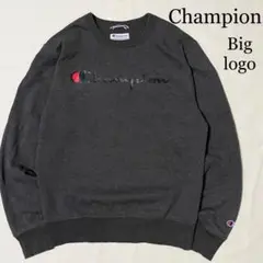 OLD Champion ビッグロゴ プリント スウェット チャコールグレー