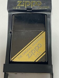 1988年 イタリック体　ロゴ柄　ゴールドメッキ　zippo　未使用 やや難