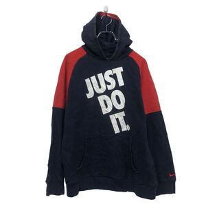 NIKE プリント スウェット パーカー ナイキ XL キッズ レッド ネイビー プルオーバー 古着卸 アメリカ仕入 a605-6654