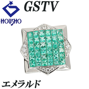 GSTV エメラルド ペンダントトップ ダイヤモンド Pt950 ブランド 送料無料 中古 美品 SH122480