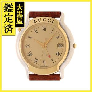 GUCCI　グッチ　時計　8200M GMT　クオーツ　GP/革　2143600356295【430】