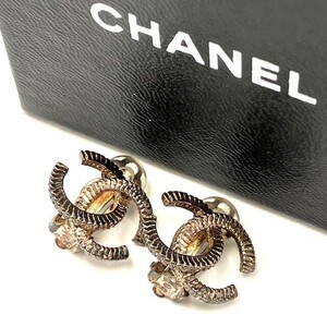 仙104 CHANEL ココマーク イヤリング 両耳 シルバーカラー 箱付 シャネル ヴィンテージ レディース