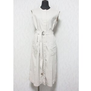 美品 20SS theory luxe セオリーリュクス LEONNI リネンブレンド ストレッチ ノースリーブ シャツワンピース 38 ライトベージュ ◆