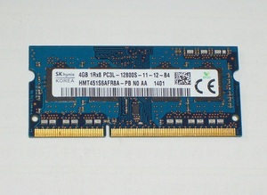 ◆SKhynix製 PC3L-12800 (DDR3L-1600) 対応 204pin 4GB 完動品 即決！★送料120円！