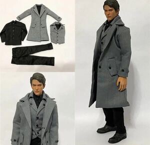 1/6スケール フィギュア衣装　12インチ　衣装セット　紳士　ロングコート　刑事　ジェントルマン　フルセット