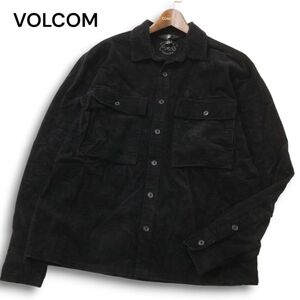 VOLCOM ボルコム 秋冬 ロゴ刺繍★ 長袖 格子柄 コーデュロイ ビッグポケット ワーク ジャケット Sz.M　メンズ 黒 スケボー　C4T09317_A#B