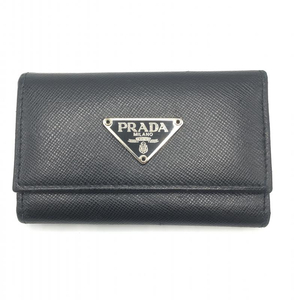 【中古】PRADA サフィアーノ 6連キーケース ブラック プラダ[240010450153]