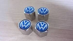 新品即決 ホイール用 バルブキャップ VW ブルー 4個セット UP ! POLO GOLF POLO JETTA TIGUAN TOUAREG BORA TOURAN SCIROCCO