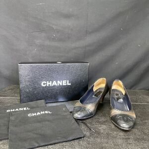 CHANEL シャネル パンプス レザー ココマーク サイズ35 ブラック×ブラウン系 箱 保存袋 付き レディース 靴 2