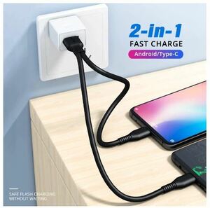 USB ハブ HUB 二股ケーブル USB 2.0 Aオスto USBタイプCオス USBタイプCオスY字2分岐 多機能2 in 1 スプリッタ 送料無料 長さ　25cm