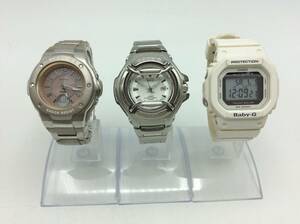 G41〇【3点まとめ/BABY-G】 CASIO ベイビージー 腕時計 MSG-3001CJ / STG-110 / BGD-5000 ソーラー 稼働2点 QZ 不動1点 カシオ セット