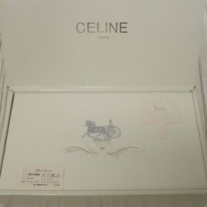 f002 F1 未使用 セリーヌ CELINE フラットシーツ 寝具 140×240cm 綿100％ 刺繍 ホワイト系 日本製 保管品
