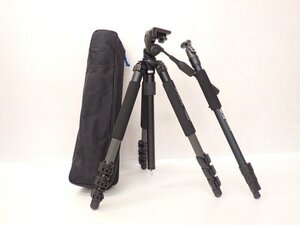 SLIK スリック 三脚 CARBON 824FL + 一脚 MONOPOD 350/雲台 SBH-100 ソフトケース付き □ 6FE4C-12