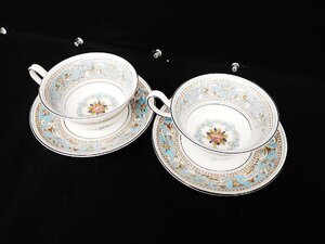 K416 美品 2客 WEDGWOOD ウェッジウッド FLORENTINE TURQUOISE フロレンティーン ターコイズ カップ&ソーサー ペア ティーセット 洋食器