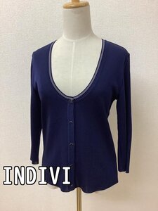 インディヴィ (INDIVI) ゆったりサイズ ダークブルーカーディガン 美品 サイズ44