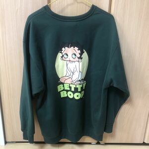 DENIFITSBetty Boop コラボスウェット トレーナー ビンテージ 長袖 グリーン　レディースMサイズ