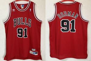 【美品】 NBA BULLS デニス・ロッドマン RODMAN ＃91 シカゴ・ブルズ ★adidas アディダス ユニフォーム ジャージ XL　ジョーダン