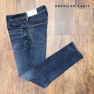 AMERICAN EAGLE/30インチ/デニムパンツ 0114-6647 抜群のストレッチ ガーメントダイ スキニー 新品/青/ブルー/ih254/