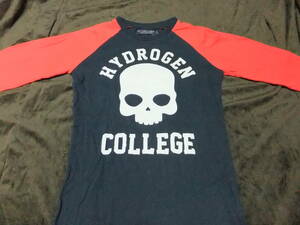 正規品 ハイドロゲン HYDROGEN 長袖ラグランTシャツクルーネック【S】赤×紺色 スカルデザイン メンズ 三喜商事