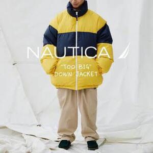 未使用 長谷川昭雄監修 NAUTICA/ノーティカ “TOO BIG” Reversible Down Jacket XXL NAVY YELLOW ビッグ リバーシブルダウンジャケット AH