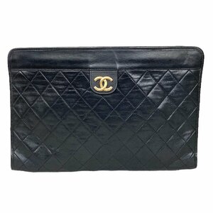 【1円～】シャネル CHANEL バック クラッチバッグ セカンドバッグ マトラッセ ブラック ココマーク ゴールド金具 中古